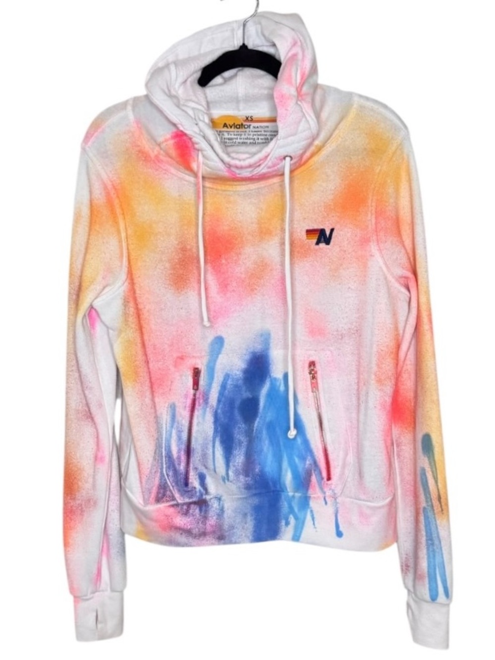 AVIATOR NATION Artist Collection Hand Painted Tie Dye Ninja Pullover Hoodie XS - Picture 5 of 7